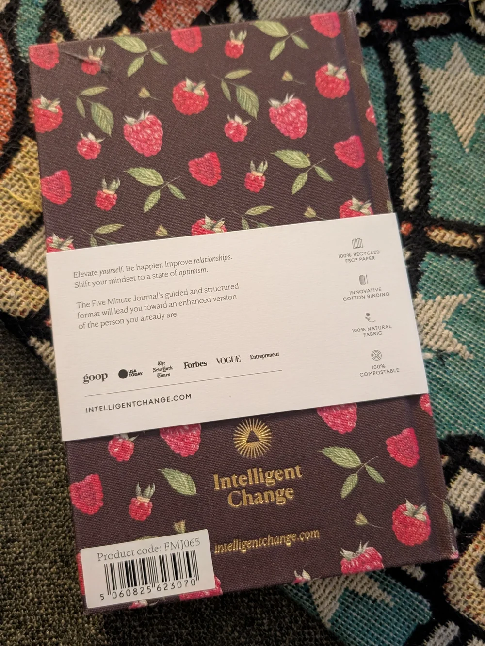 The Five Minute Journal By Intelligent- Raspberry Print Guided Gratitude Journal